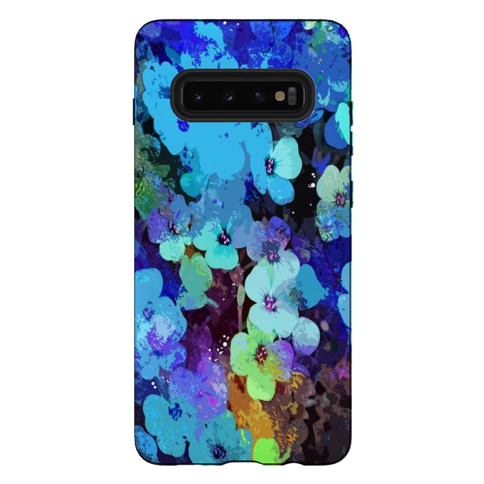 Galaxy S10 plus StrongFit Blue floral art by Josie