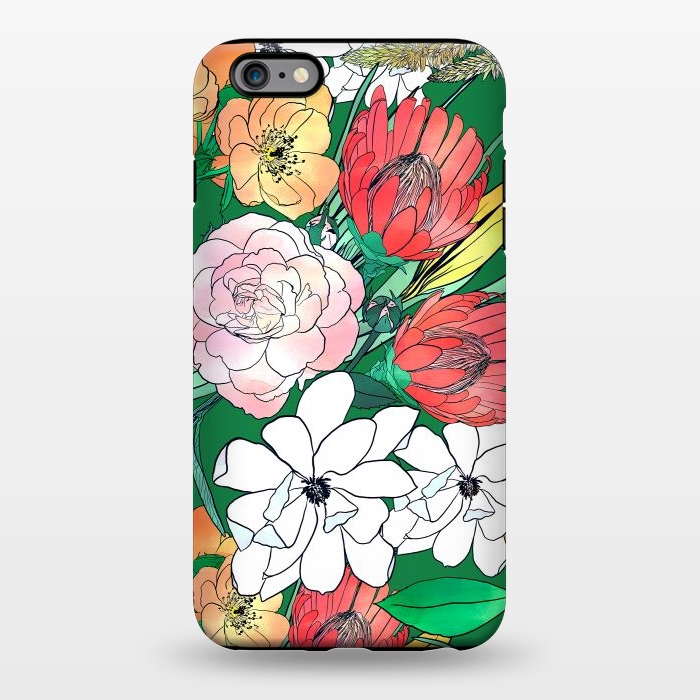 iPhone 6/6s plus StrongFit Colorful Hand Drawn Flowers Green Girly Design by InovArts