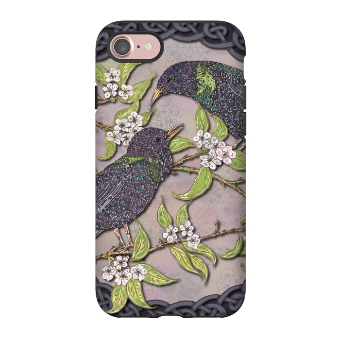 iPhone 7 StrongFit Celtic Starlings in Blossom by Lotti Brown