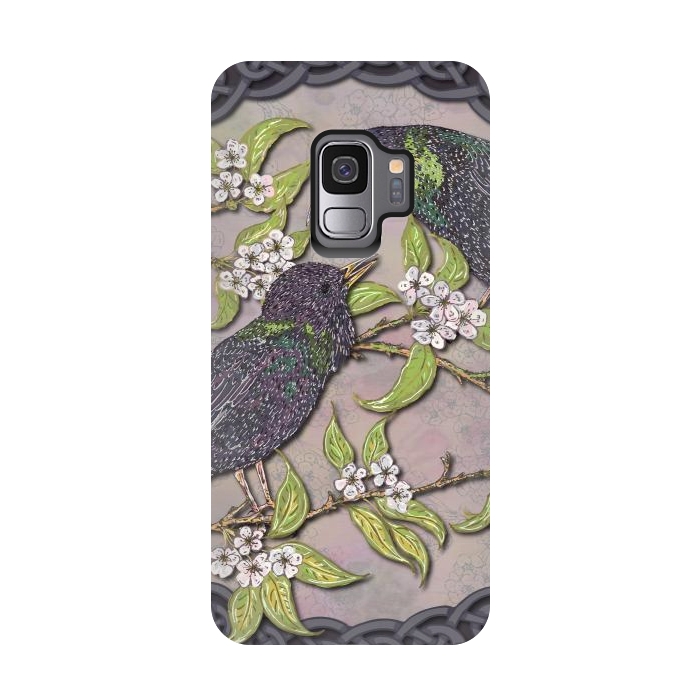 Galaxy S9 StrongFit Celtic Starlings in Blossom by Lotti Brown