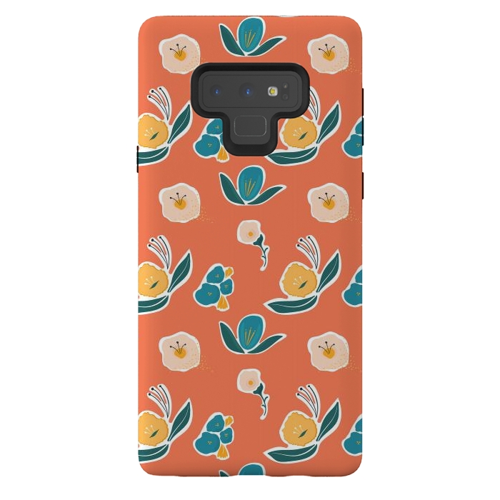 Galaxy Note 9 StrongFit Coral Floral by Kimberly Senn | Senn & Sons