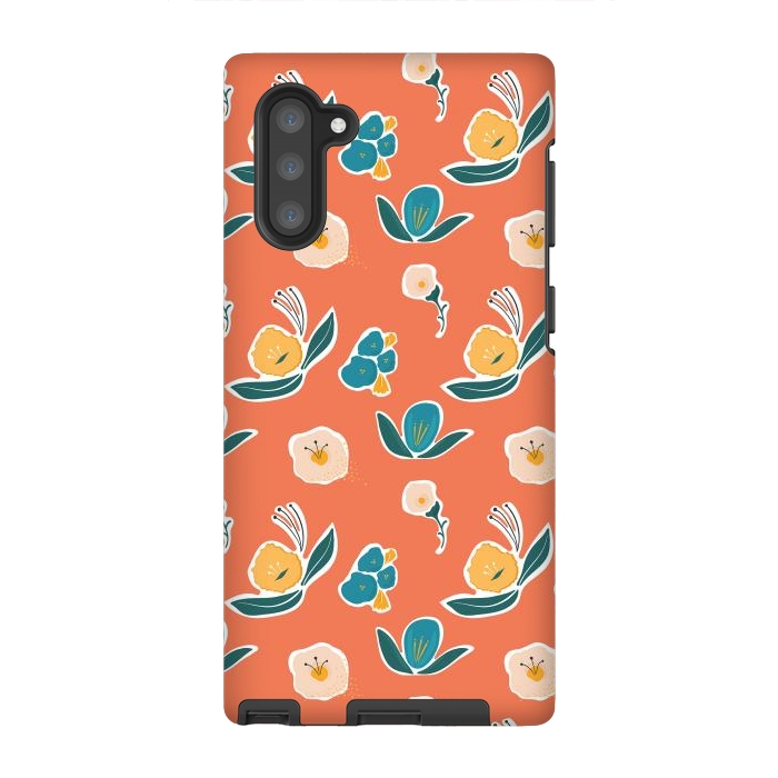 Galaxy Note 10 StrongFit Coral Floral by Kimberly Senn | Senn & Sons