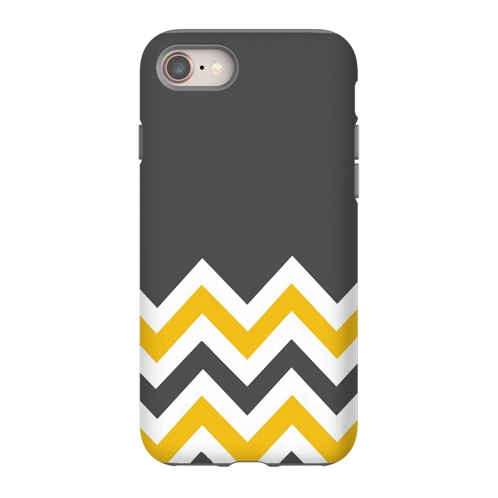 iPhone 8 StrongFit Color Blocked Chevron Mustard Gray by Josie Steinfort 