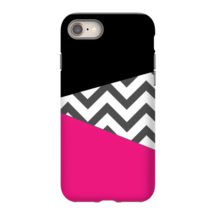 iPhone 8 StrongFit Color Blocked Chevron Black Pink  by Josie Steinfort 