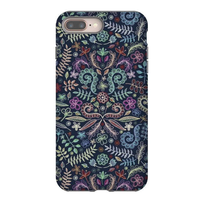 iPhone 8 plus StrongFit Colored Chalk Floral Doodle Pattern by Micklyn Le Feuvre