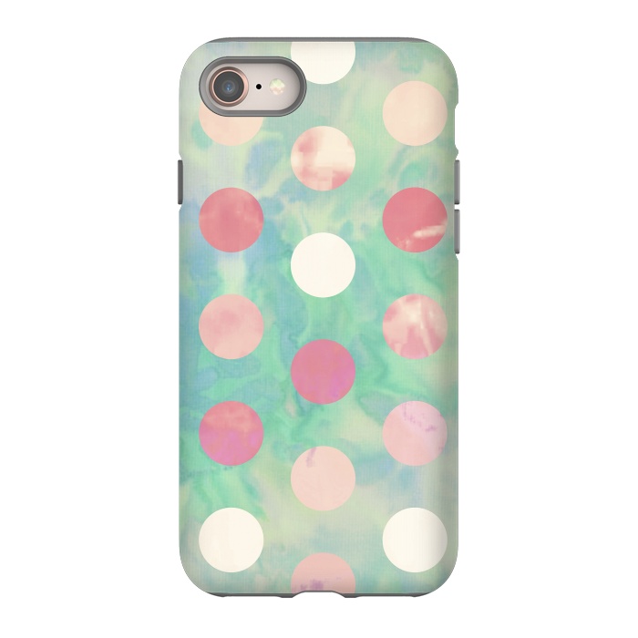 iPhone 8 StrongFit Polka Dots Watercolor Front by Girly Trend