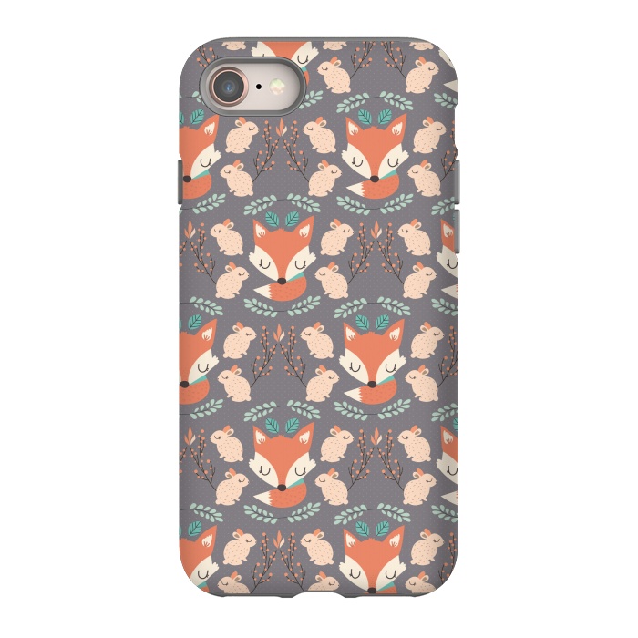 iPhone 8 StrongFit Foxes and bunnies by Maria Jose Da Luz