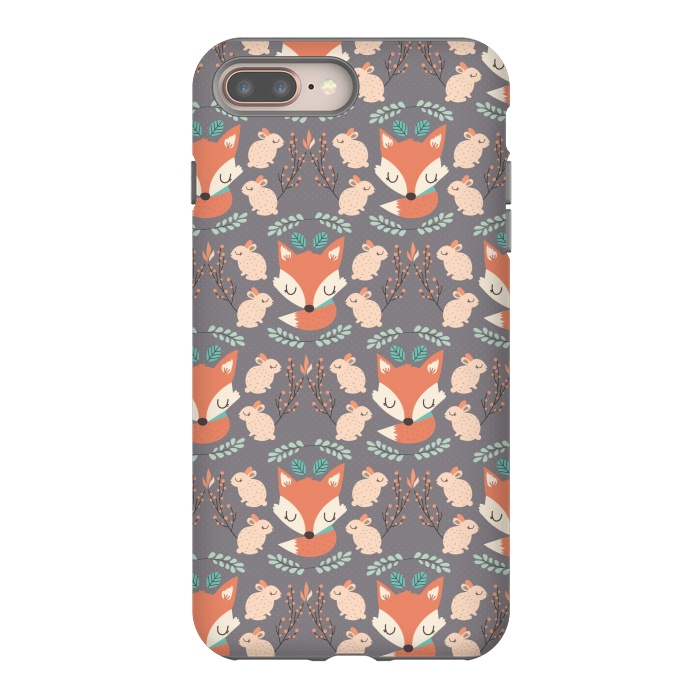iPhone 8 plus StrongFit Foxes and bunnies by Maria Jose Da Luz