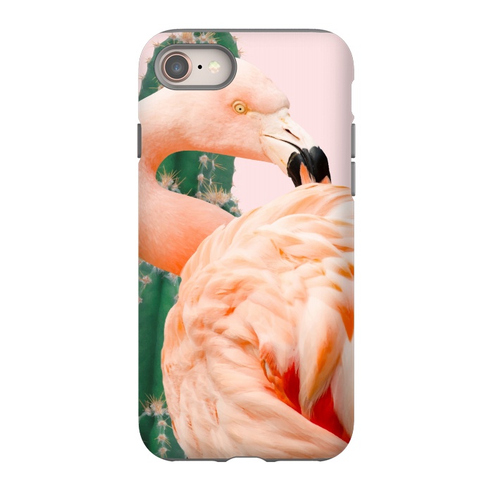 iPhone 8 StrongFit Flamingo & Cactus by Uma Prabhakar Gokhale