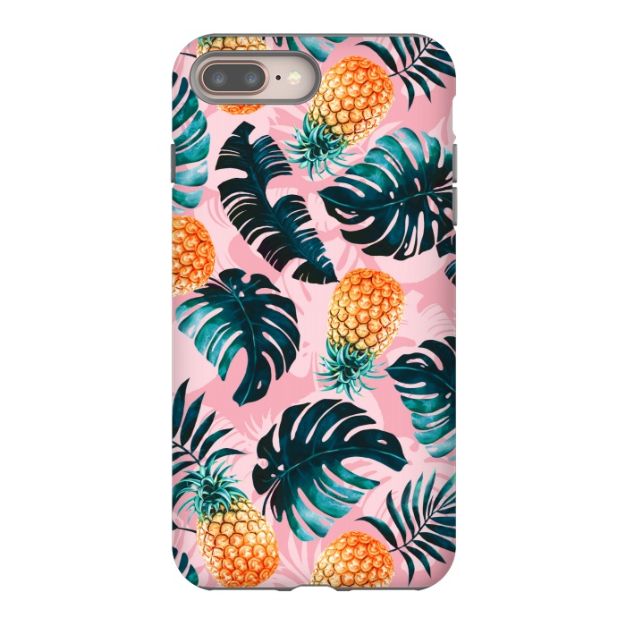 iPhone 8 plus StrongFit Pineapple and Leaf Pattern by Burcu Korkmazyurek