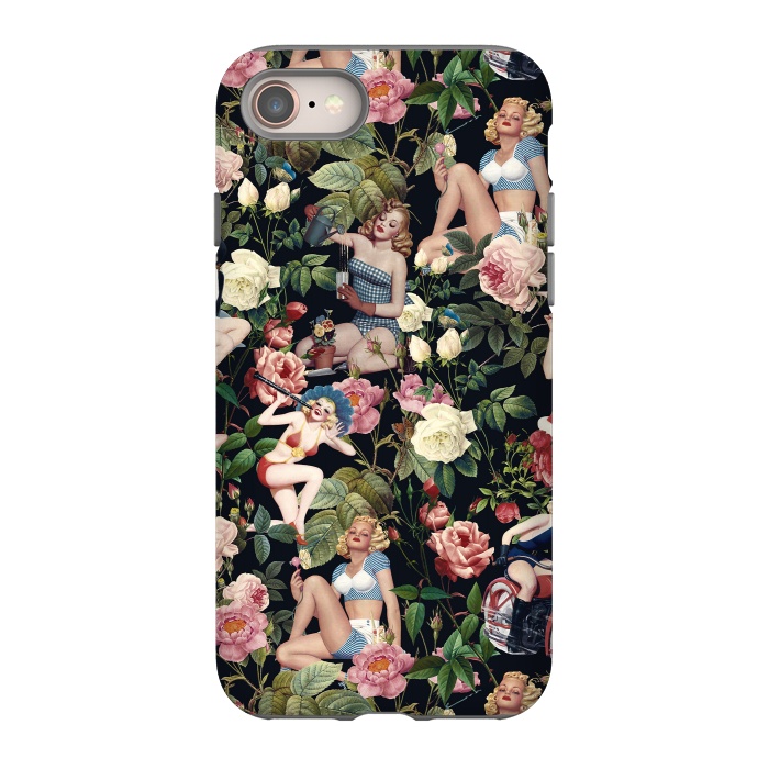 iPhone 8 StrongFit Floral and Pin Up Girls Pattern by Burcu Korkmazyurek
