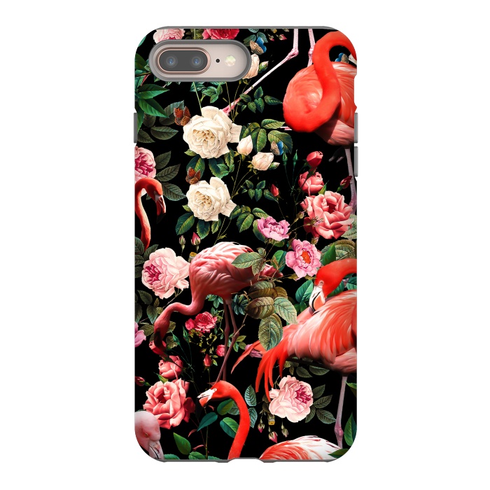 iPhone 8 plus StrongFit Floral and Flemingo Pattern by Burcu Korkmazyurek