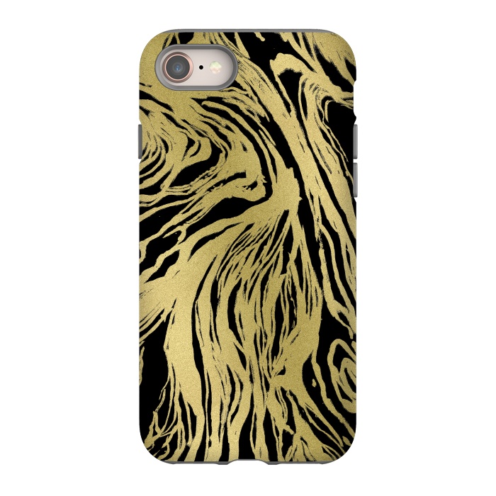 iPhone 8 StrongFit Black and Gold Marble by Caitlin Workman