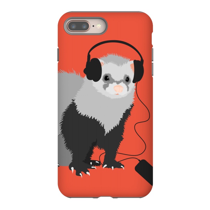 iPhone 8 plus StrongFit Funny Music Lover Ferret by Boriana Giormova
