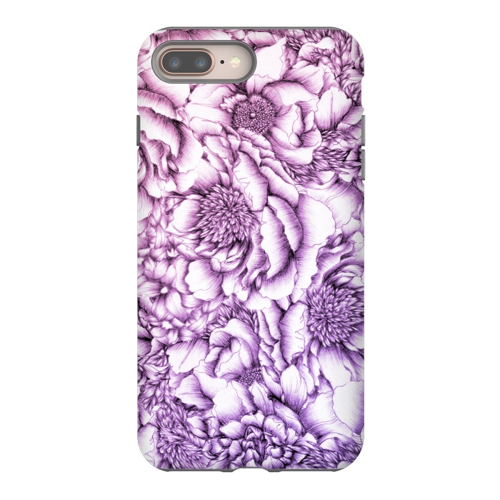 iPhone 8 plus StrongFit Peony Flower Pattern by ECMazur 