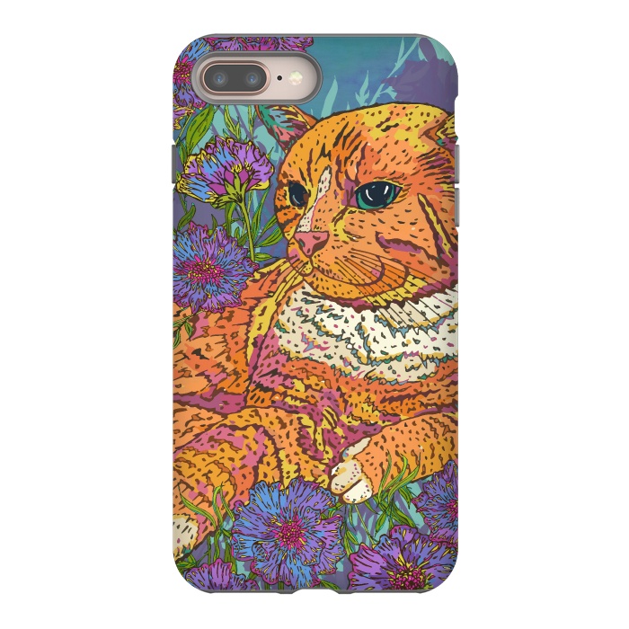 iPhone 8 plus StrongFit Ginger Cat in Flowers by Lotti Brown