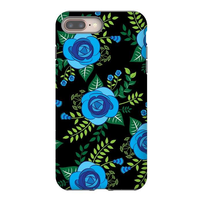 iPhone 8 plus StrongFit Blue Roses by Rossy Villarreal