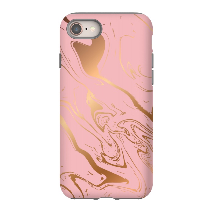 iPhone 8 StrongFit Liquid marble texture design, pink and gold by Jelena Obradovic