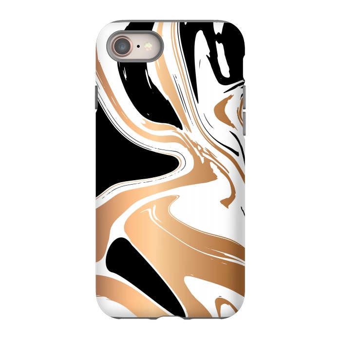 iPhone 8 StrongFit Black and Gold Marble 027 by Jelena Obradovic