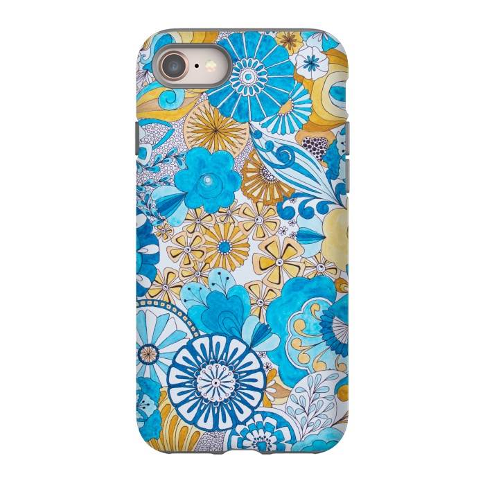 iPhone 8 StrongFit Seventies Psychedelic Blooms by Paula Ohreen