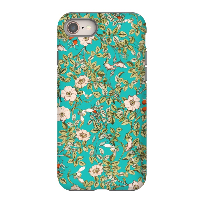 iPhone 8 StrongFit Teal Botanical by Uma Prabhakar Gokhale