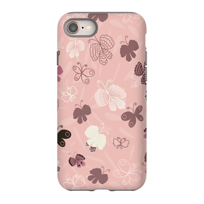 iPhone 8 StrongFit Pretty Butterflies on Pink by Paula Ohreen