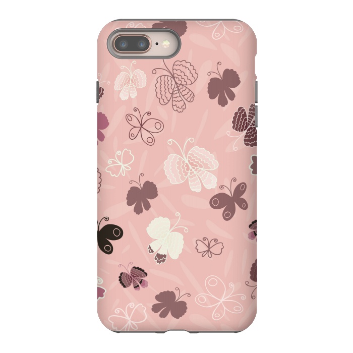 iPhone 8 plus StrongFit Pretty Butterflies on Pink by Paula Ohreen