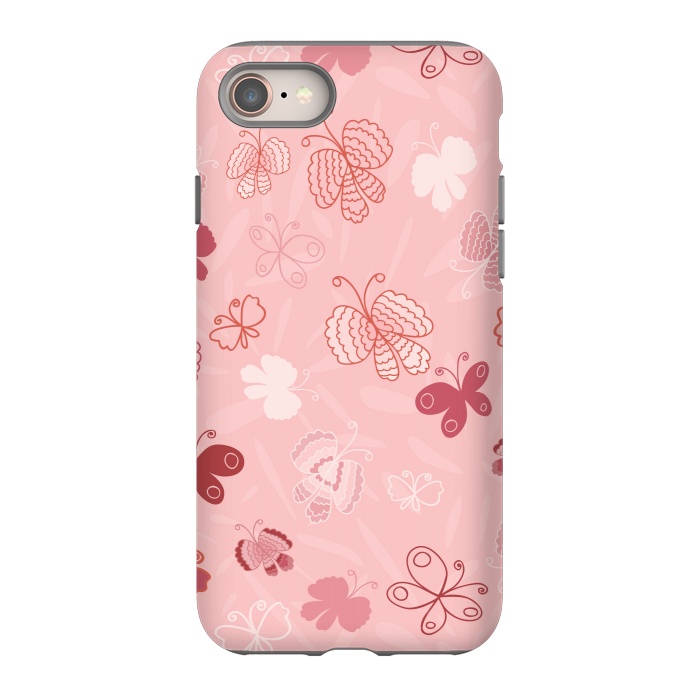 iPhone 8 StrongFit Pretty Butterflies on Light Pink by Paula Ohreen
