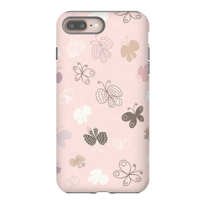 iPhone 8 plus StrongFit Pretty Pink and Purple Butterflies on Light Pink by Paula Ohreen