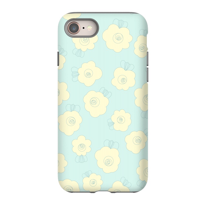 iPhone 8 StrongFit Blue Fluffy Flowers by Paula Ohreen