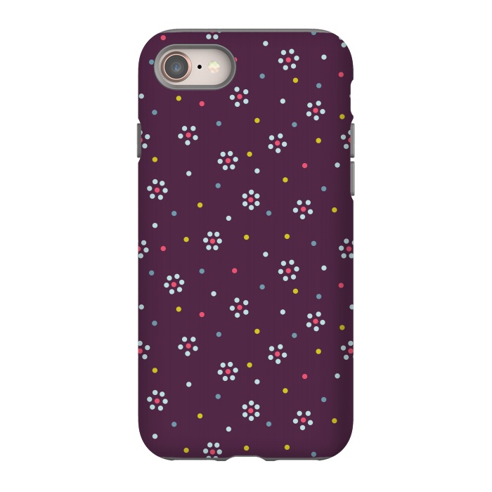 iPhone 8 StrongFit Flowers Made Of Dots Pattern On Purple by Boriana Giormova