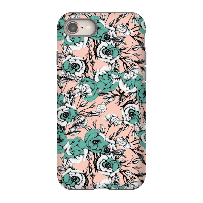 iPhone 8 StrongFit Blue and pink floral by Mmartabc