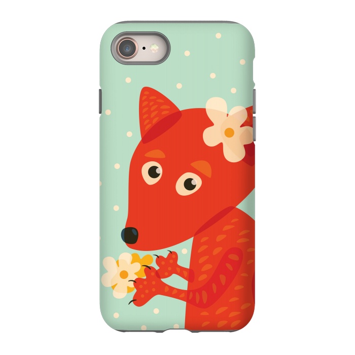 iPhone 8 StrongFit Cute Fox With Flowers by Boriana Giormova