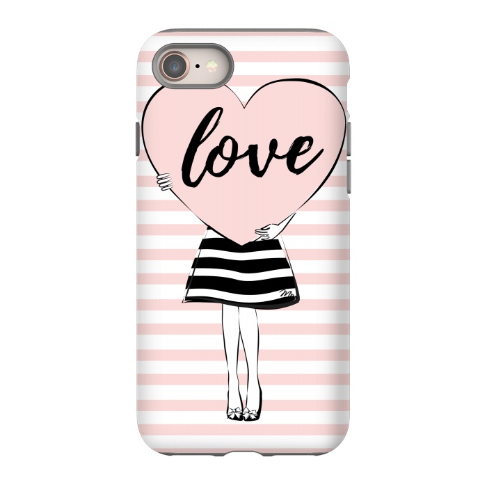 iPhone 8 StrongFit Pink Heart Love by Martina