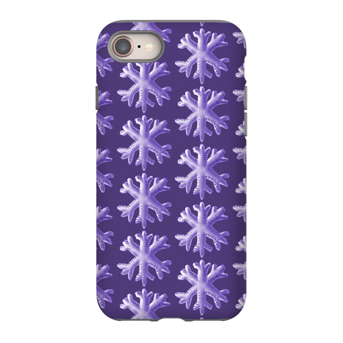 iPhone 8 StrongFit Ultra Violet Fluffy Snowflake Pattern by Boriana Giormova
