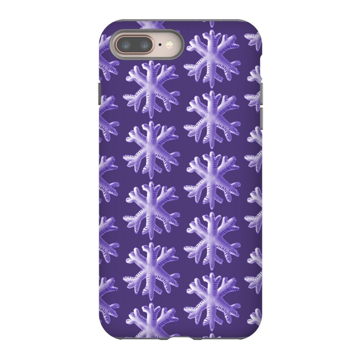 iPhone 8 plus StrongFit Ultra Violet Fluffy Snowflake Pattern by Boriana Giormova