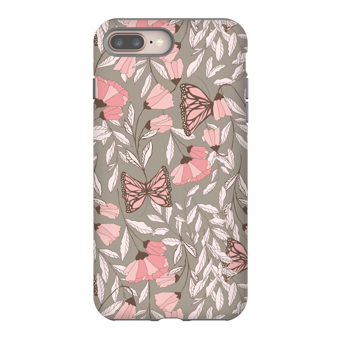 iPhone 8 plus StrongFit Romantic Butterflies Gray by Jelena Obradovic