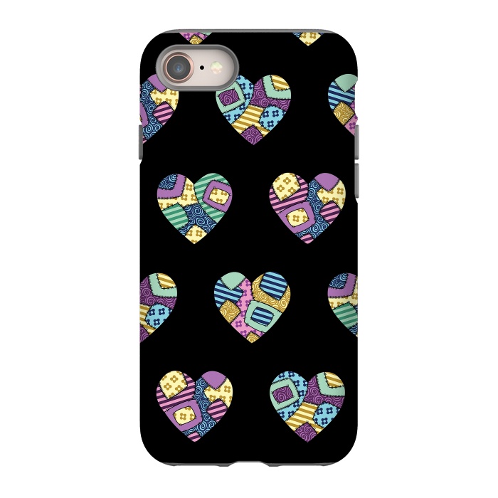 iPhone 8 StrongFit patchwork heart pattern by Laura Nagel