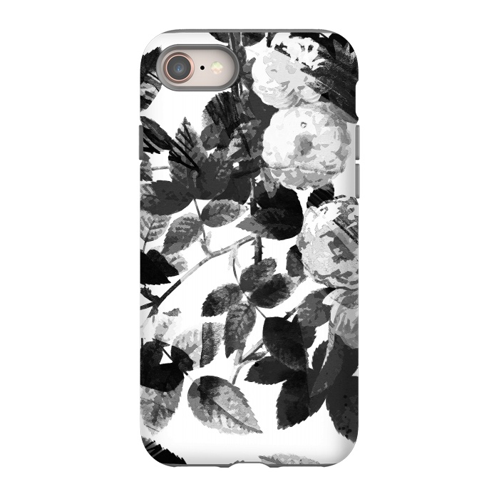 iPhone 8 StrongFit Black and white ink roses by Oana 