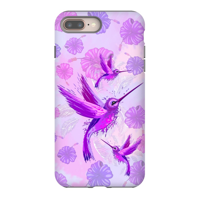 iPhone 8 plus StrongFit Hummingbird Spirit Purple Watercolor  by BluedarkArt