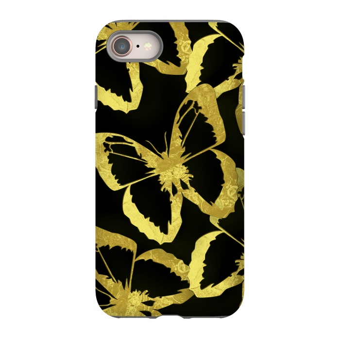 iPhone 8 StrongFit Black and Gold Butterflies by Alemi