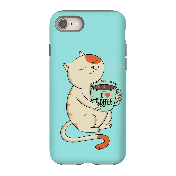 iPhone 8 StrongFit Cat and Coffee by Coffee Man