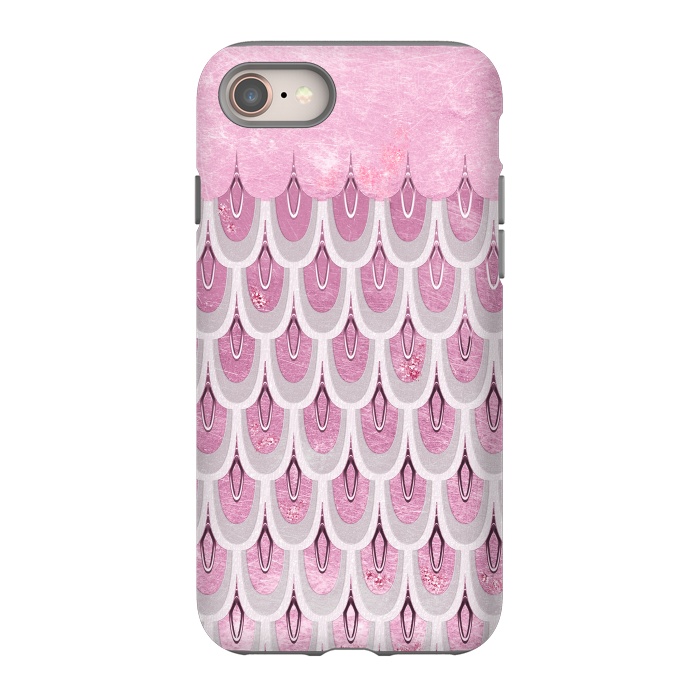 iPhone 8 StrongFit Multicolor Pink & Silver Gray Mermaid Scales by  Utart