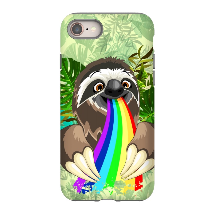 iPhone 8 StrongFit Sloth Spitting Rainbow Colors by BluedarkArt