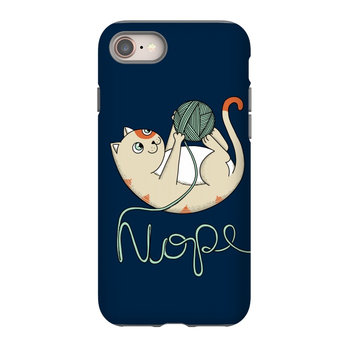 iPhone 8 StrongFit Cat Nope Blue by Coffee Man
