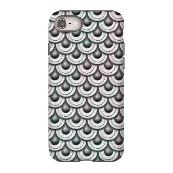 iPhone 8 StrongFit Shiny Teal And Pink Metal Scales by Andrea Haase
