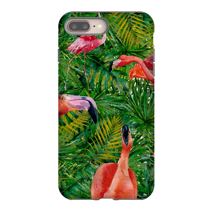 iPhone 8 plus StrongFit Flamingo Jungle Party by  Utart