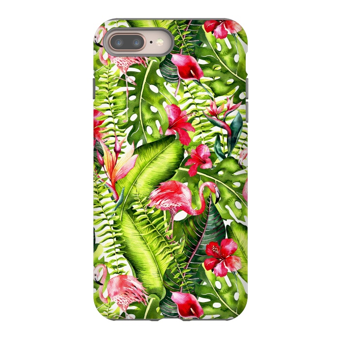 iPhone 8 plus StrongFit Flower Jungle and Flamingo  by  Utart