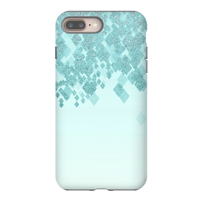 iPhone 8 plus StrongFit Turquoise Faux Glitter Diamonds by Andrea Haase