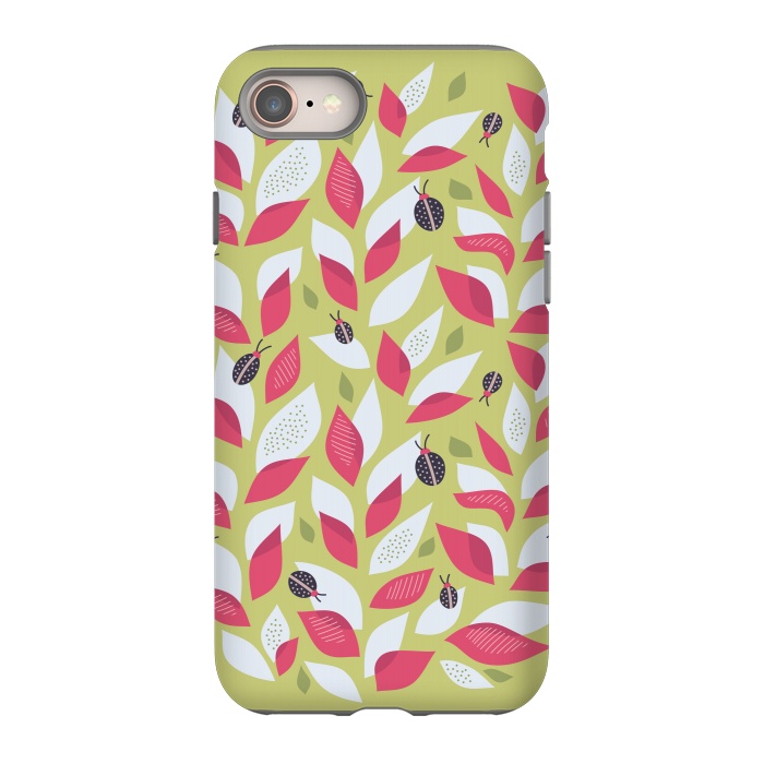iPhone 8 StrongFit Green Plant With Pink Leaves And Ladybugs Spring by Boriana Giormova